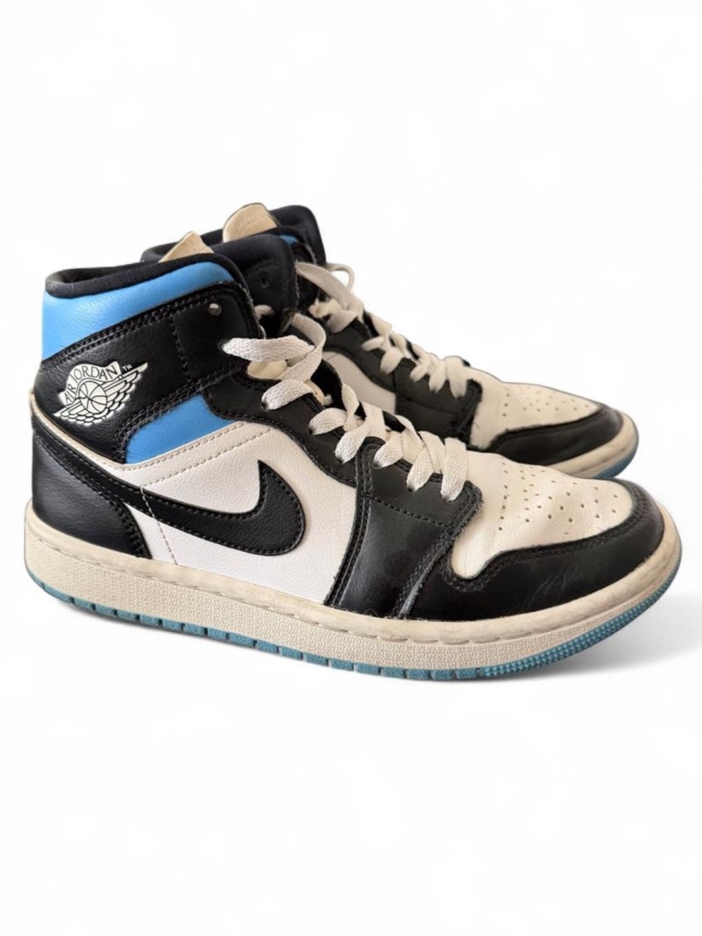 Air Jordan High-Top Sneakers in Black, White & Blue